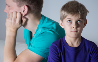 frustrated father and son