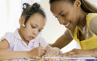 Mother and daughter coloring