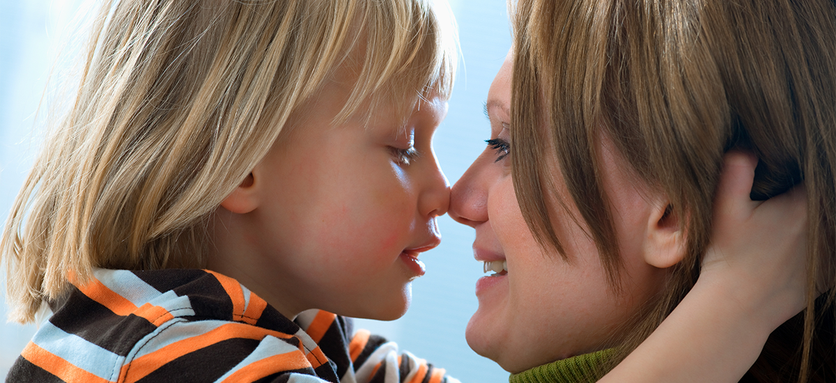 Happy mother and son