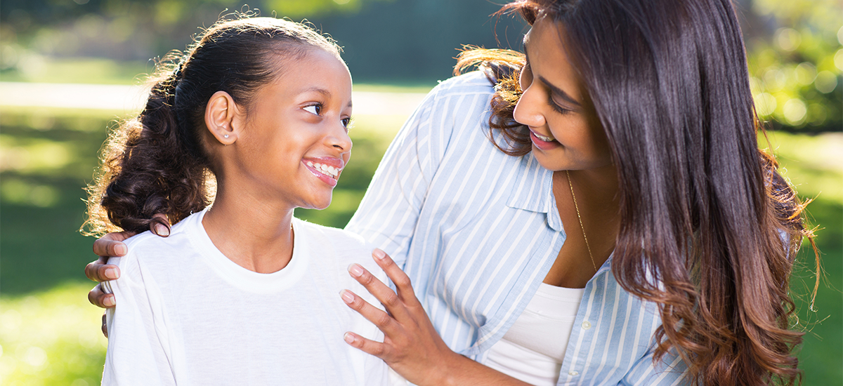 Mother looking at daughter.
