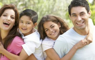 Family having fun outside