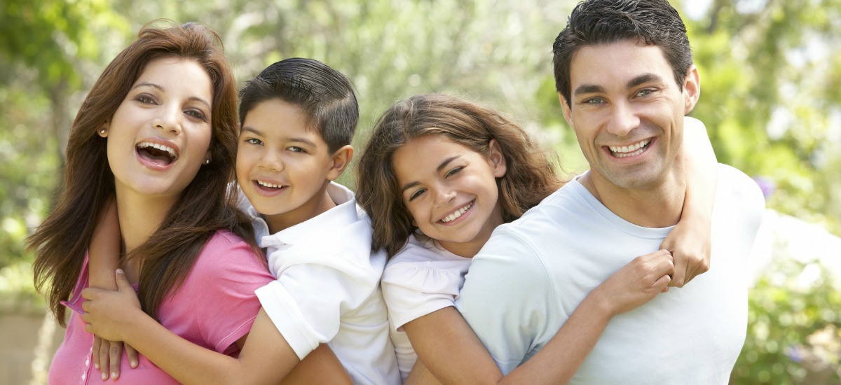 Family having fun outside